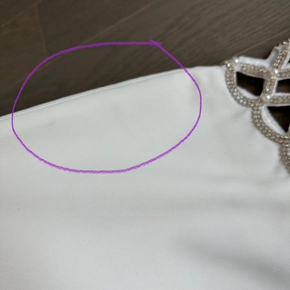 Retrofete SOLENE White Dress Cut Out Pearl Crystal Embellished SMALL - Picture 7 of 15